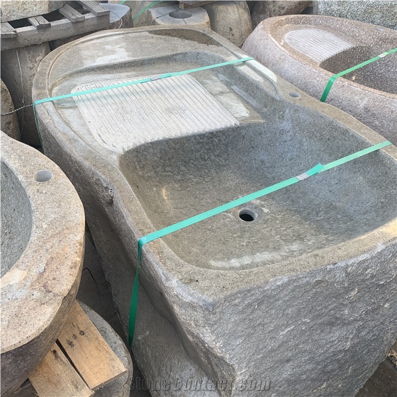 Chinese Granite Stone Laundry Tray Basin Sink With Washboard