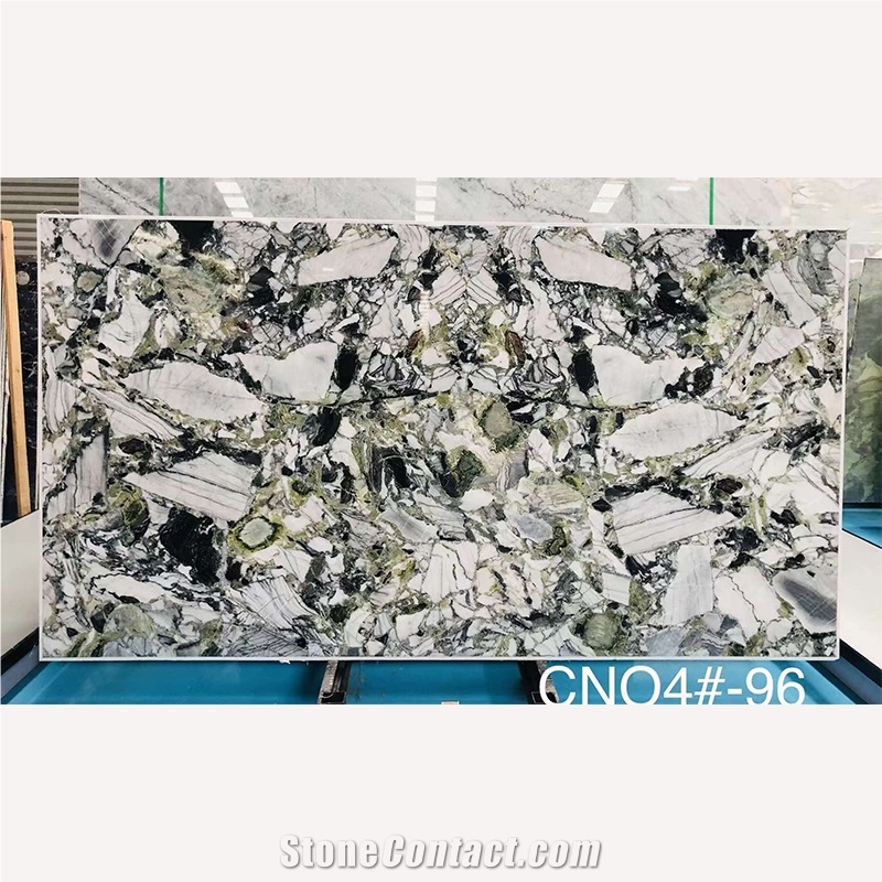 Cold Emerald Green Marble Slab For Interior Floor Wall Tiles