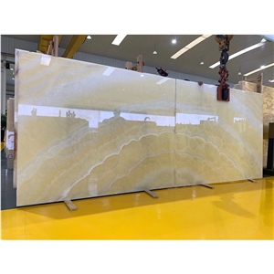 Good Price Translucent Book Matched Orange Yellow Onyx