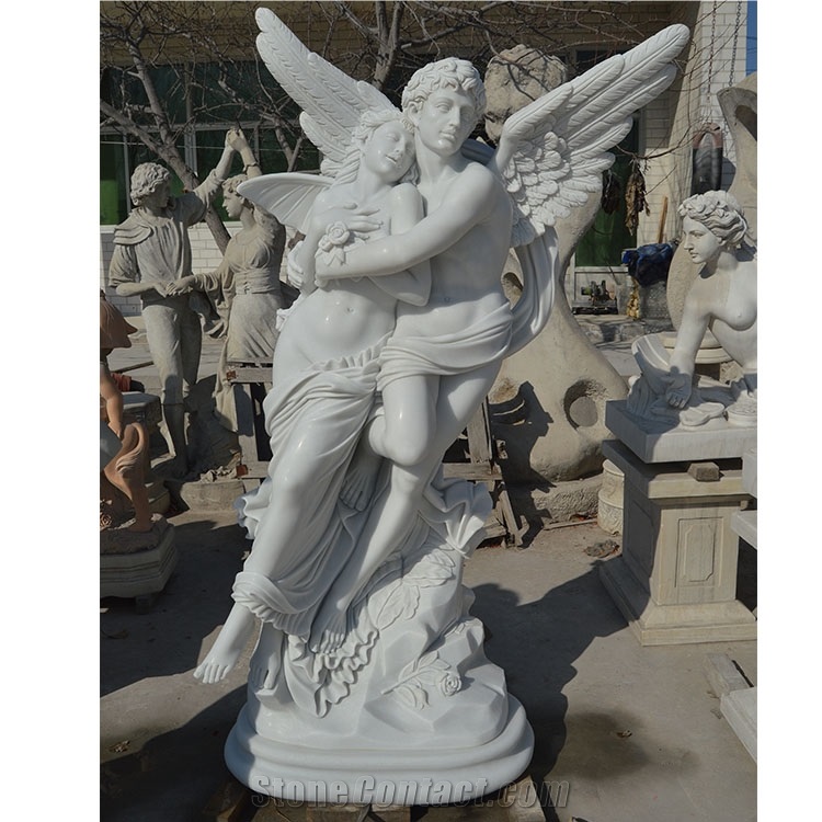 Large Angel White Natural Life-Size Marble Statue