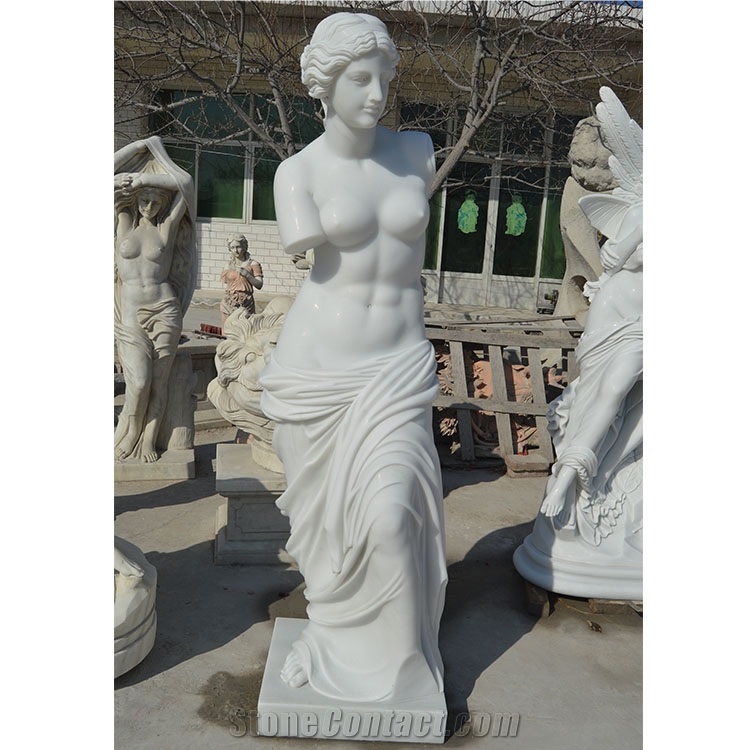 Large Angel White Natural Life-Size Marble Statue