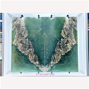 Luxury Royal Amazon Green Quartzite Slab For Background Wall
