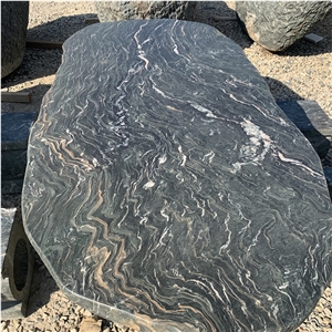 Natural Courtyard Granite Integrated Table & Chair For Home