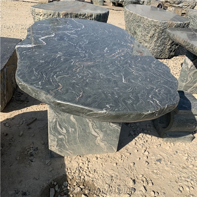 Natural Courtyard Granite Integrated Table & Chair For Home