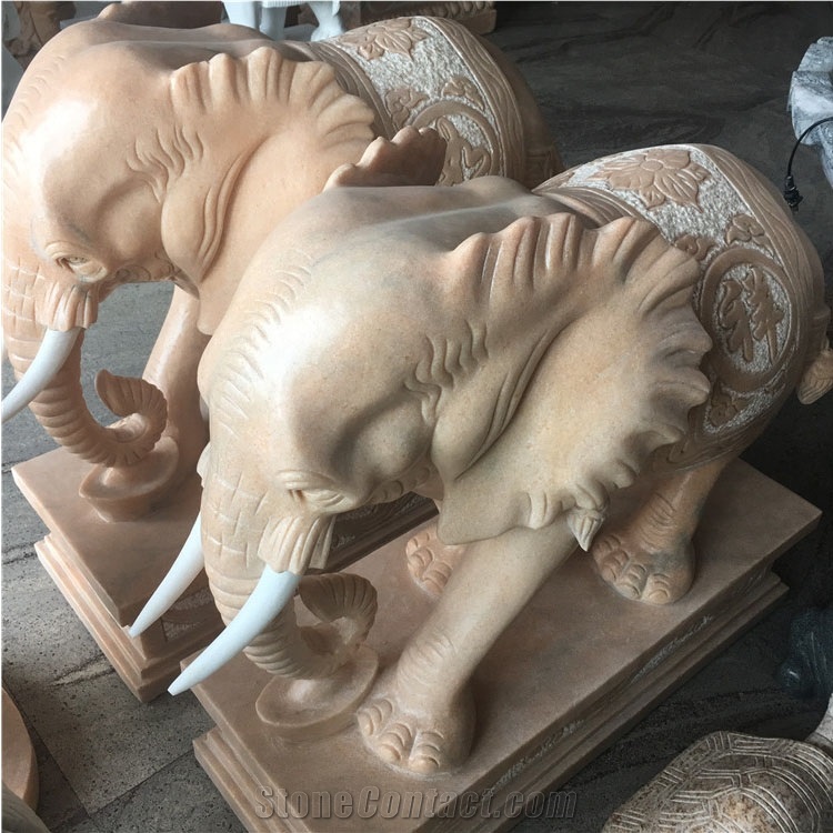 Outdoor Large Elephant Marble Stone Sculpture For Wholesale