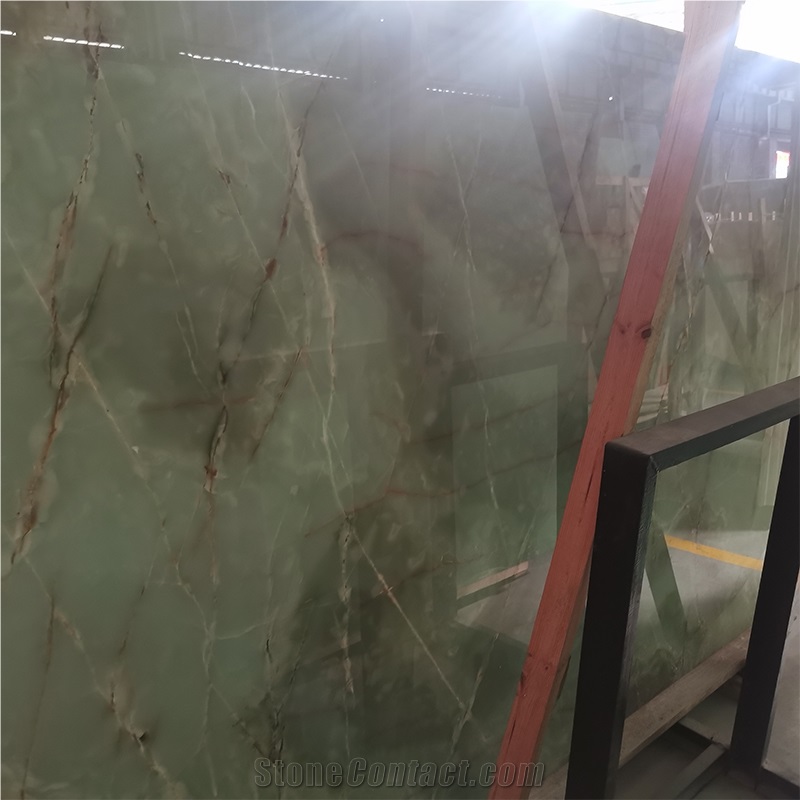 Translucent Light Green Onyx Slab For Interior Floor And Wall