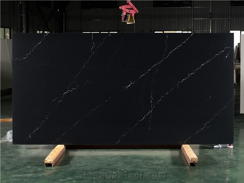 Black Quartz Engineered Stone Slab,Artificial Stone from China