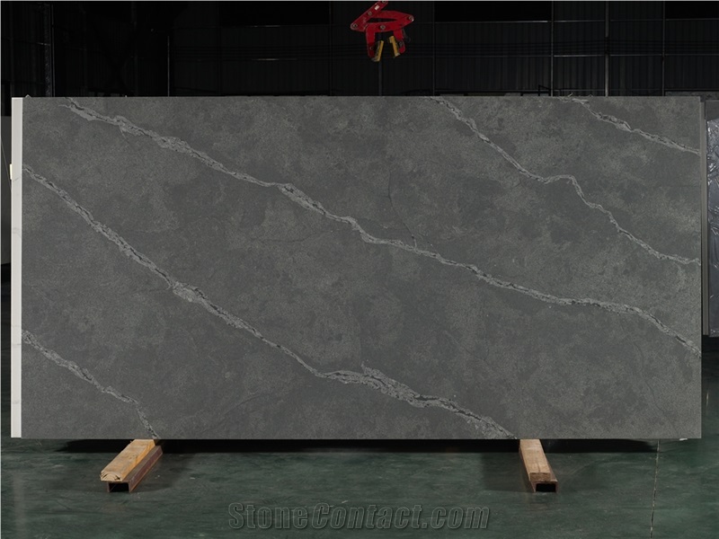 New Dark Grey Stone Quartz Slabs 4206