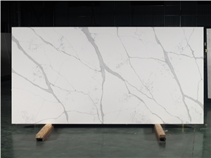 Polished Indoor Area Decoration Slab Calacatta White Quartz
