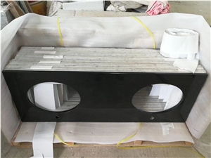 Double Sink Stone Vanity Top Granite Absolute Black Bath Top