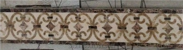 Marble Design Floor Trim Stone Rosso Verona Waterjet Border