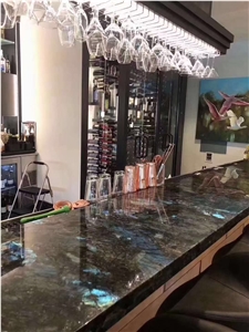Prefab Luxury Stone Kitchen Bar Top Labradorite Bench Top