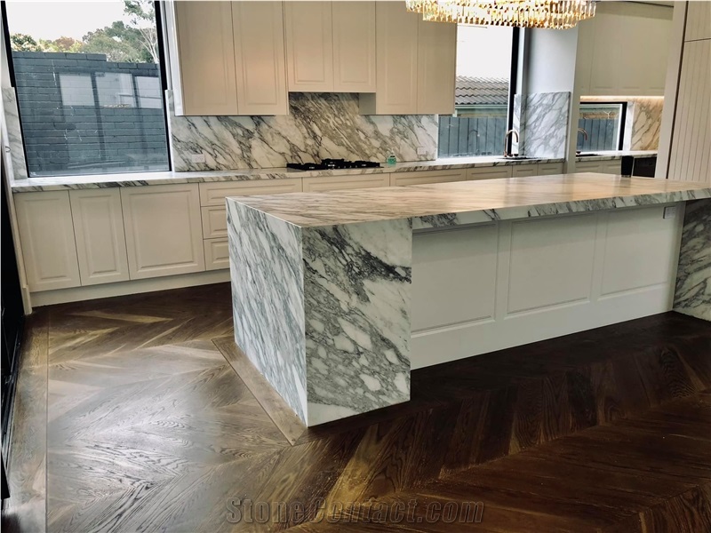 Prefab Stone Kitchen Island Tops Marble Calacatta Bench Top