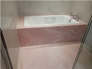 Stone Bath Tubs Pink Onyx Hotel Bathtub Surround Deck Panel