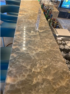Stone Commerical Kitchen Bar Top Brown Onyx Hotel Bench Top