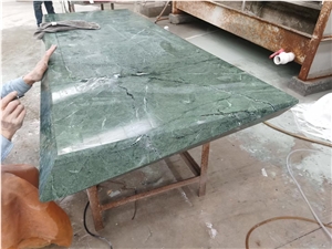 Stone Interior Cafe Table Top Green Marble Waterjet Work Top