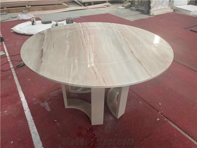 Stone Meeting Table Brown Marble Restaurant Dining Furniture