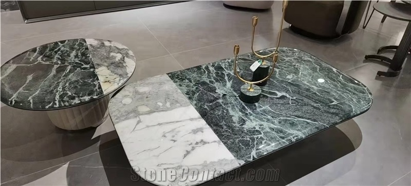 Stone Reception Office Desk Marble Calacatta Cafe Furniture
