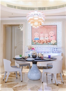 Stone Restaurant Dining Table Set Marble Marquina Furniture