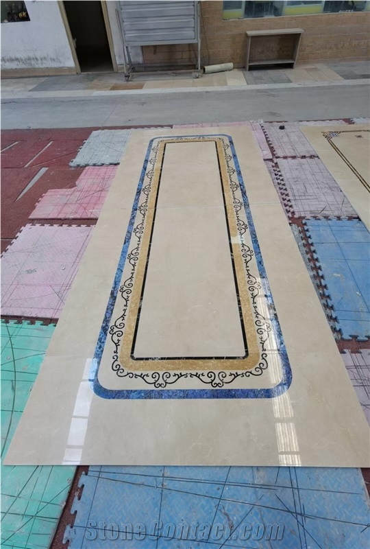Stone Waterjet Medallion Marble Carpet Pattern For Lobby