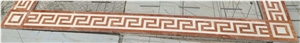 Waterjet Marble Floor Trim Stone Rosso Alicante Border Decos