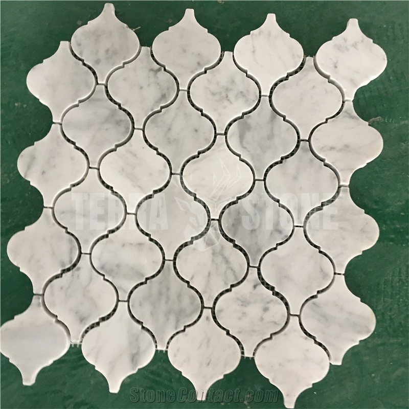 Bianco Carrara White Marble 2"X4" Subway Beveled Mosaic Tile