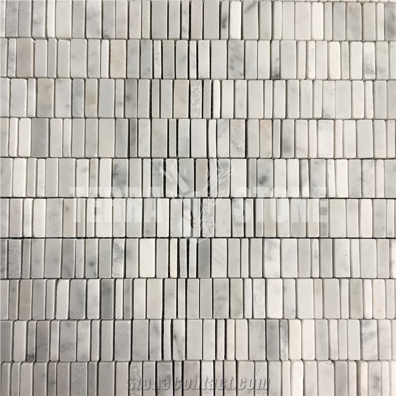 Bianco Carrara White Marble Chipped Mosaic For Bathroom