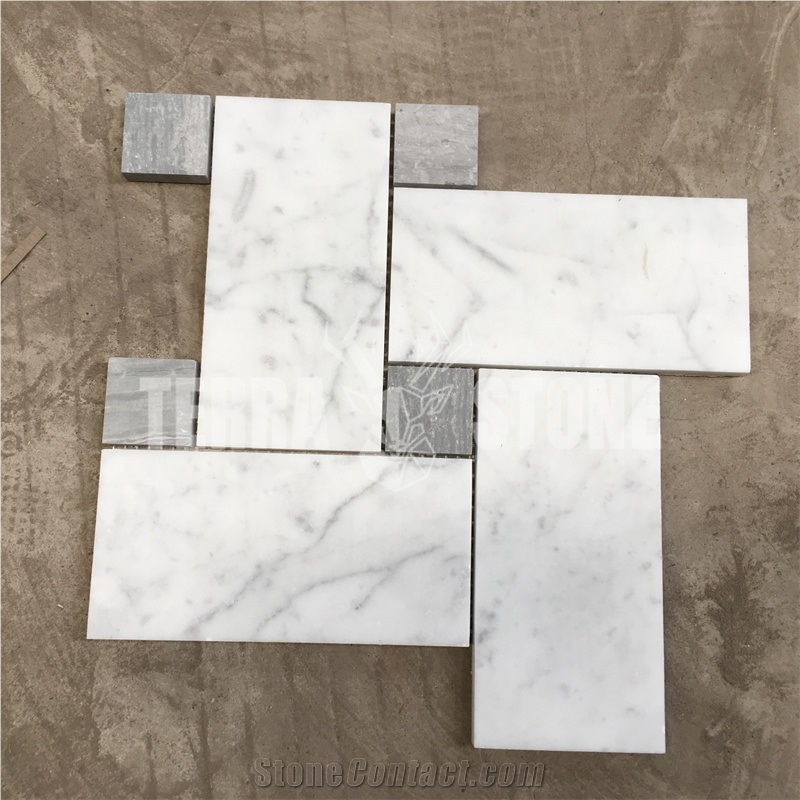Bianco Carrara White Marble Grand Basketweave Mosaic Tile