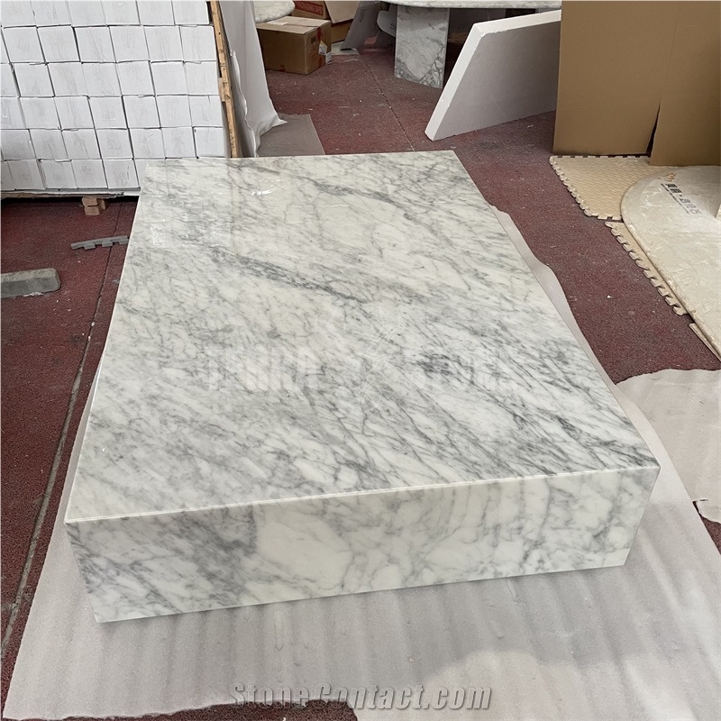 Bianco Carrara White Marble Table Tops Rectangle Desk