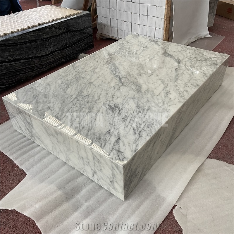 Bianco Carrara White Marble Table Tops Rectangle Desk