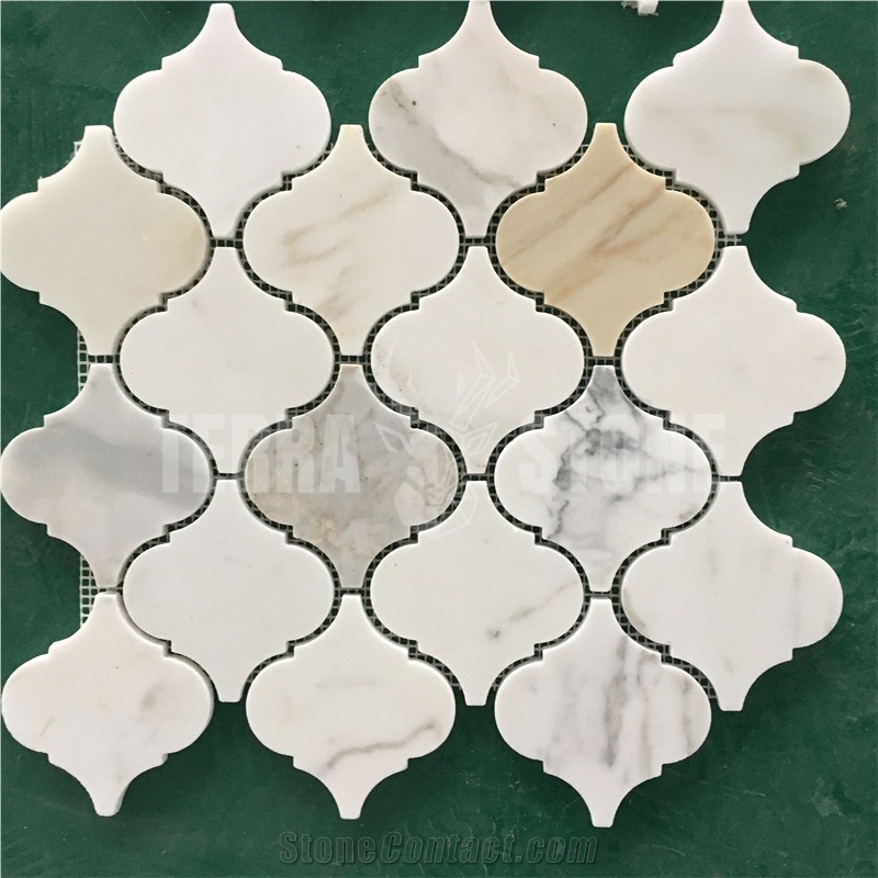 Calacatta Gold Basketweave Marble Mosaic Wall Tile