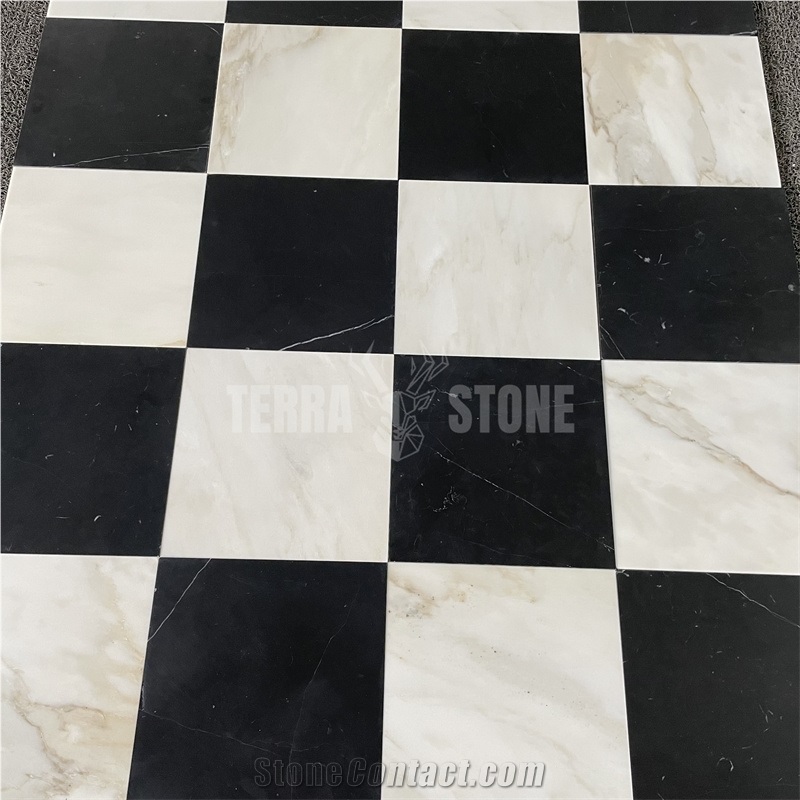 Calacatta Gold Marble Tile Black Stone Kitchen Floor Tile