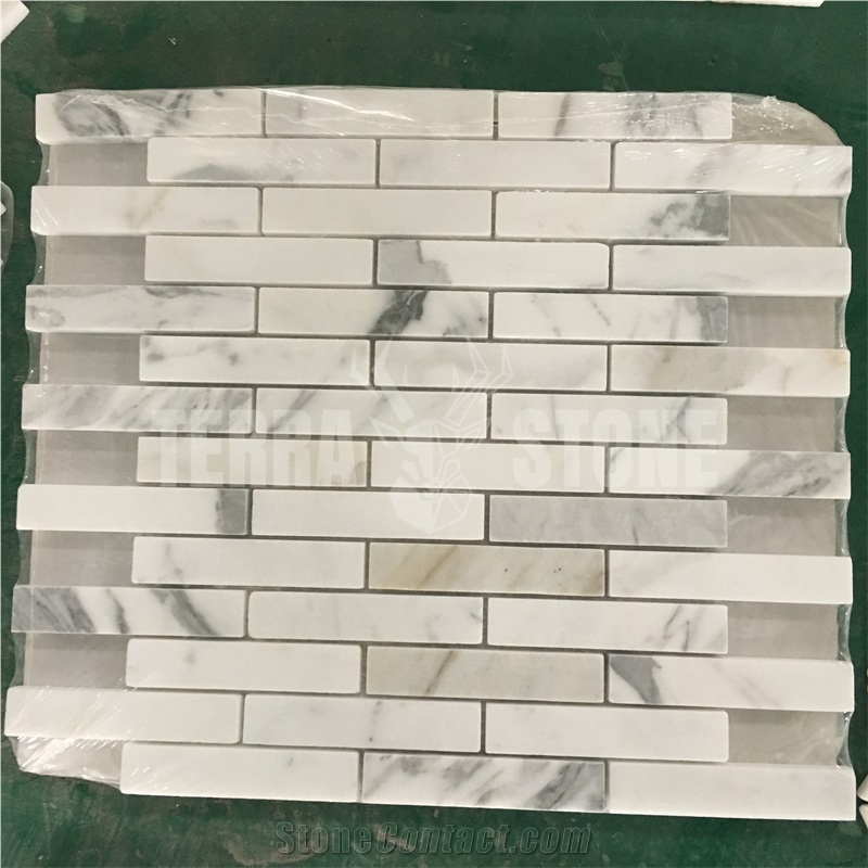 Calacatta Gold Mosaic Subway Brick Stone Wall Tile