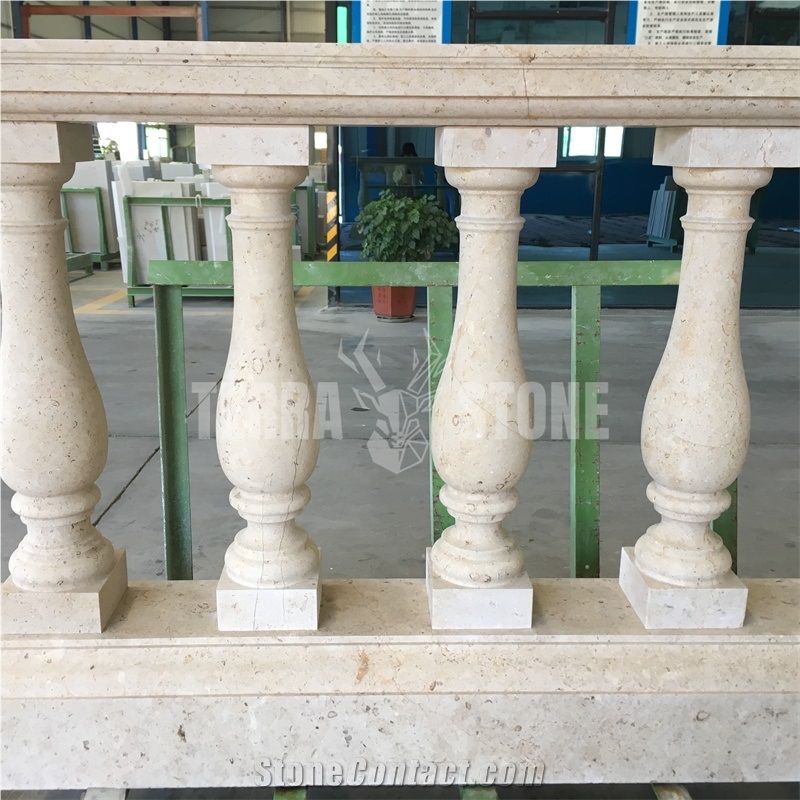 Curved Handcraft Natural Yellow Limestone Balustrades