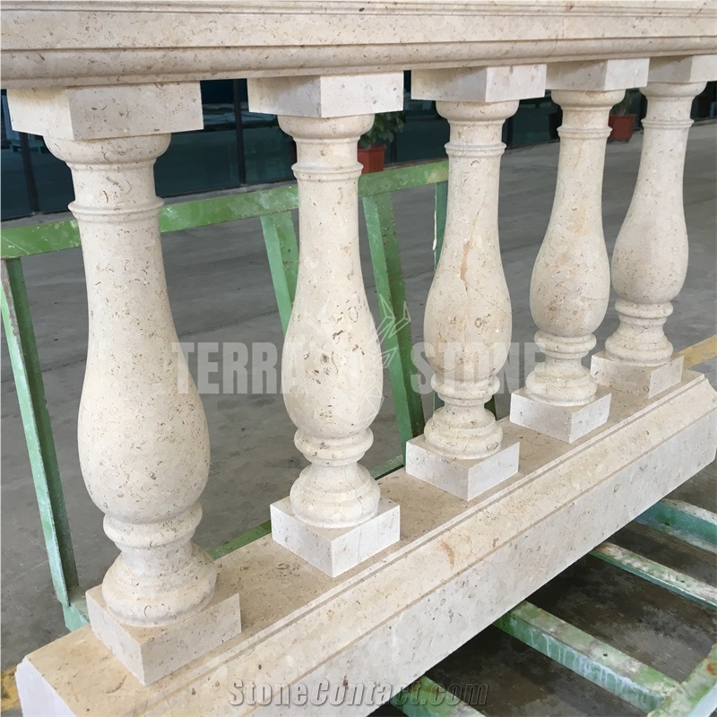 Curved Handcraft Natural Yellow Limestone Balustrades