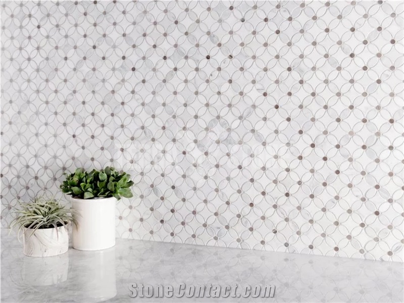 GRAY AND WHITE FLOWER MARBLE MOSAIC