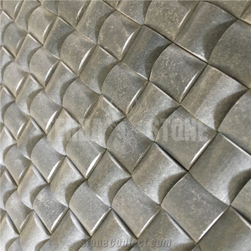 Gray Marble Small Bread 3D Mosaic Tile For Interior Wall