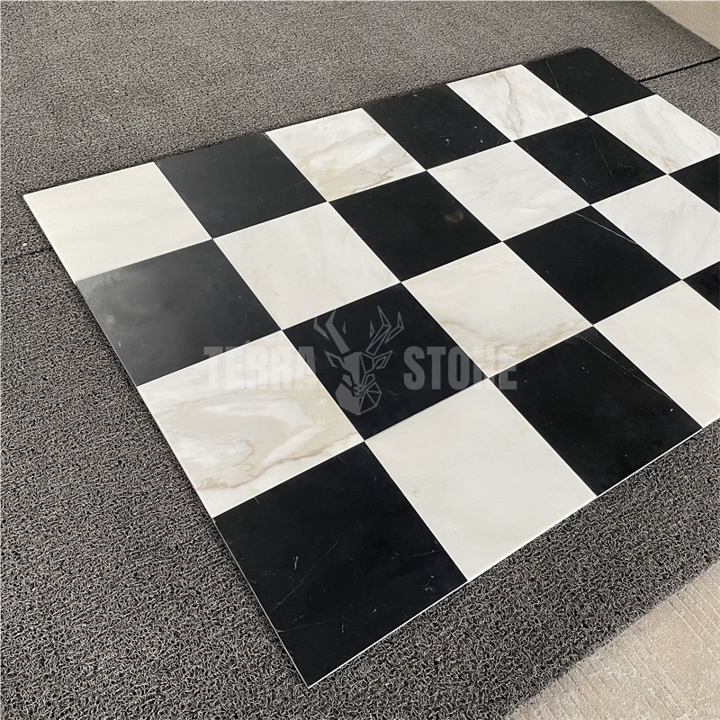 Nero Marquina Black Marble Calacatta Gold Tile Chessboard