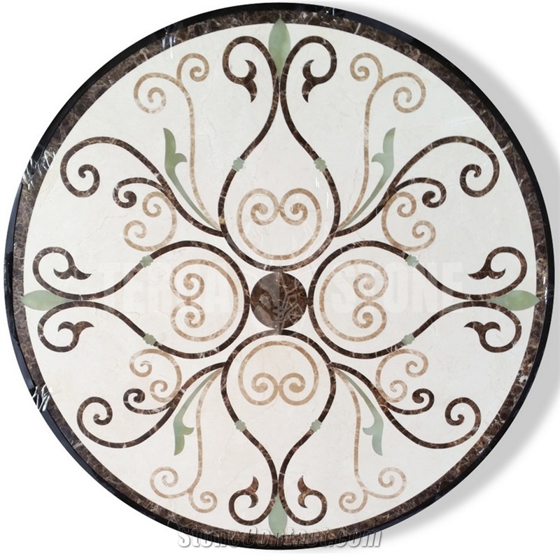 Round Villa Waterjet Marble Floor Stone Tiles Medallion