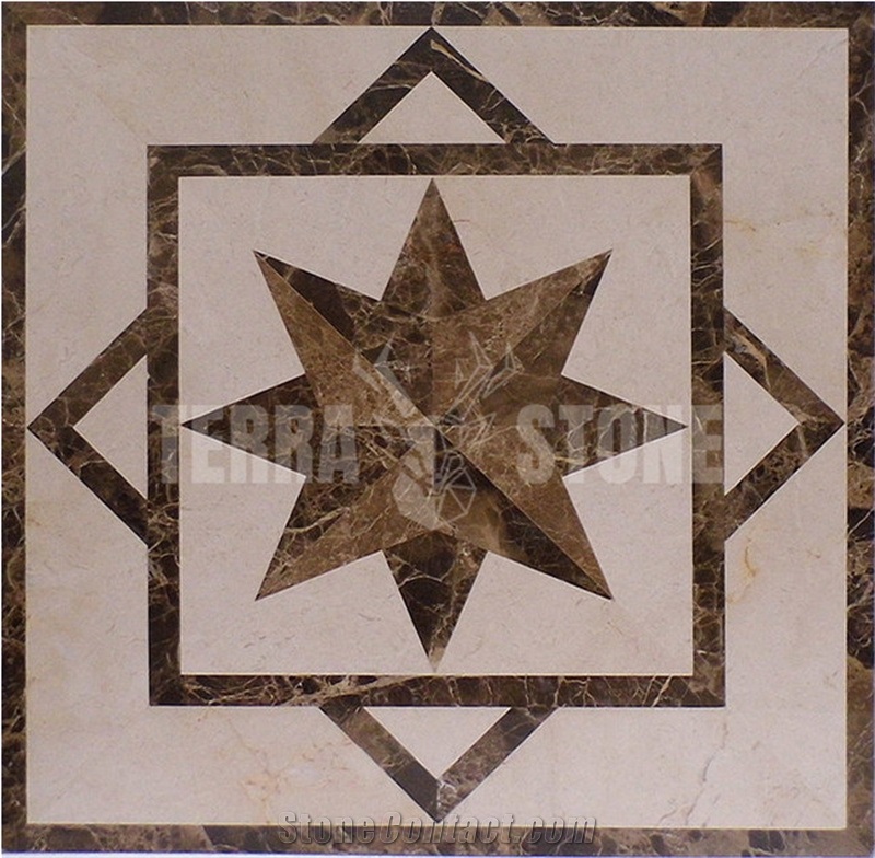 Square Star Pattern Marble Stone Waterjet Medallion