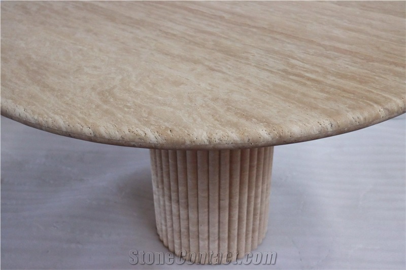 Travertine Dining Coffee Table Stone Furniture Oval Shape