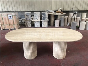 Travertine Oval Round Tea Tables Coffee Table Dining Room