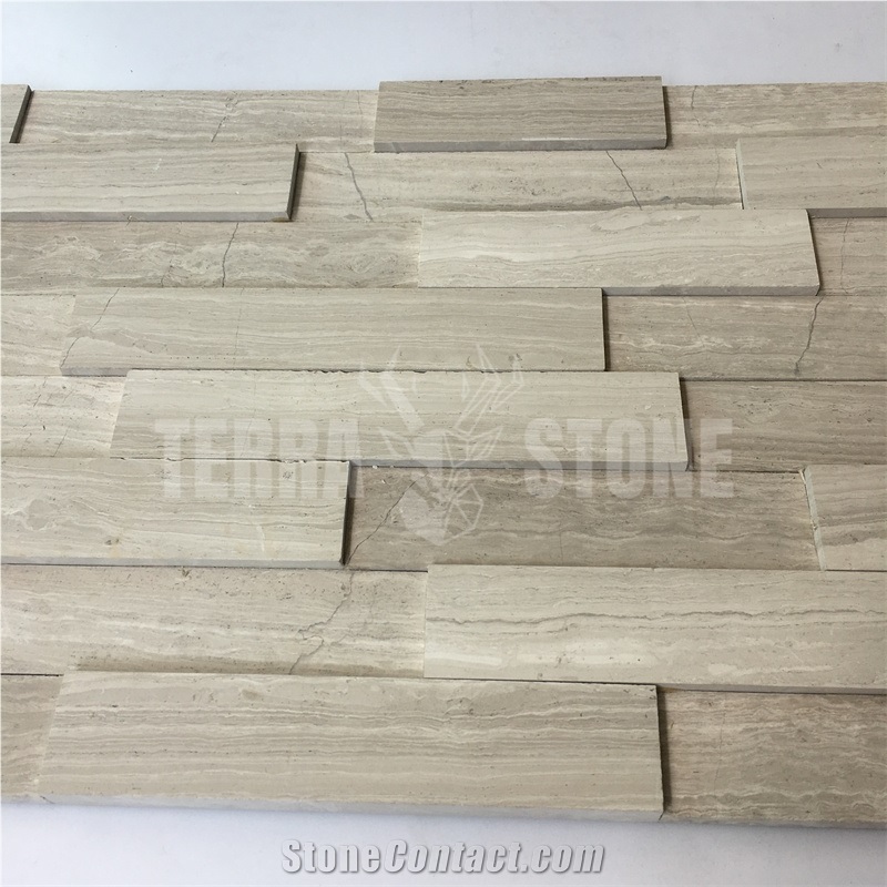 White Wooden Marble 3D Mosaic Tile For Wall Decoration