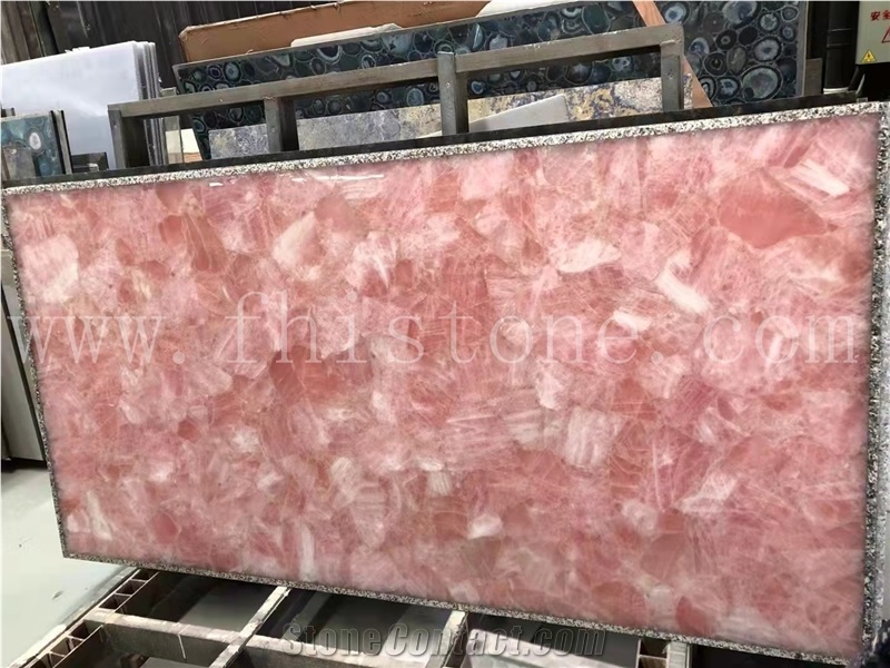 Pink Crystal Semi-Precious Stone Slabs