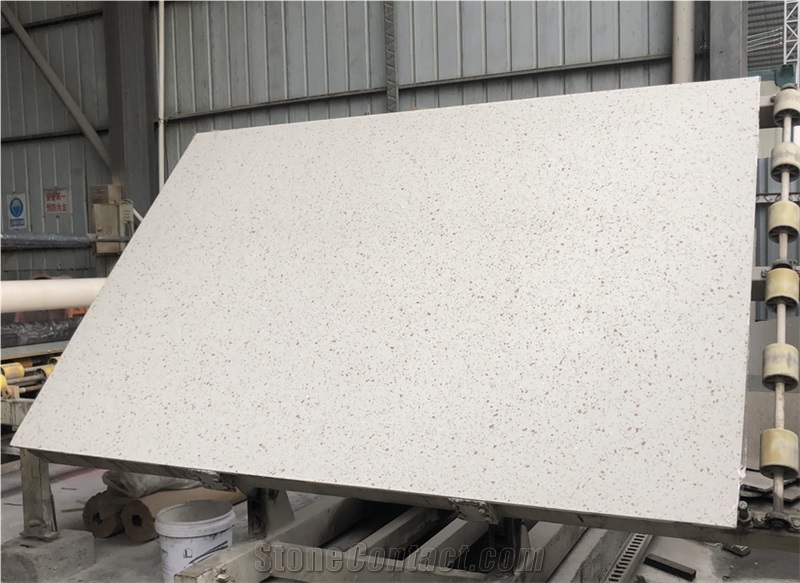 Solid Surface White Terrazzo Tile With Yellow & White Chips