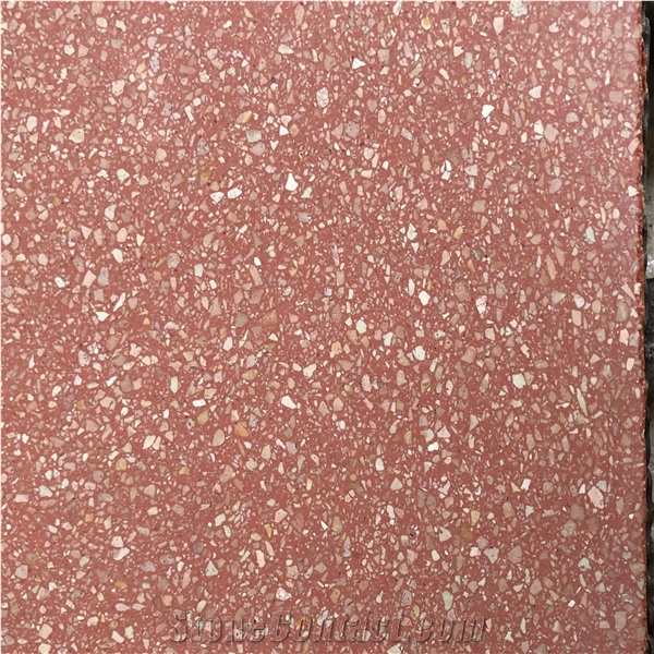 Wholesale Diamond Red Rosa Terrazzo Slab  Artificial Stone