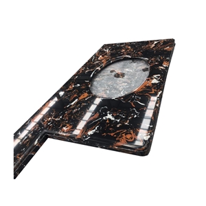 Black Color Artificial Marble Bathroom Countertop