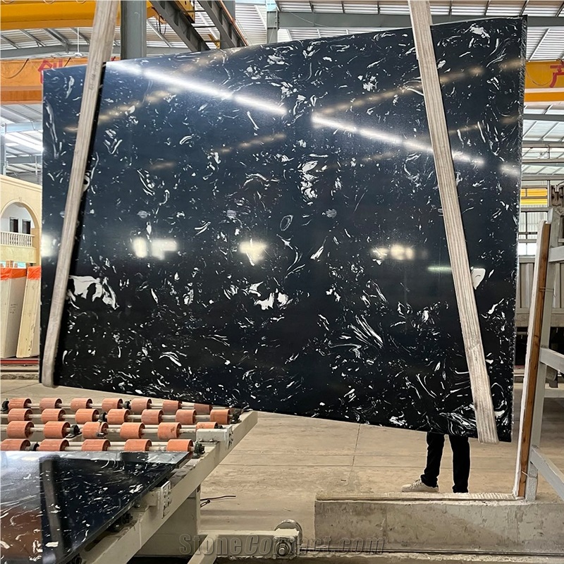 Black Marquina Artificial Marble Engineered Stone