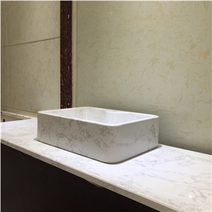 Carrara White Artificial Marble Bathroom Basin