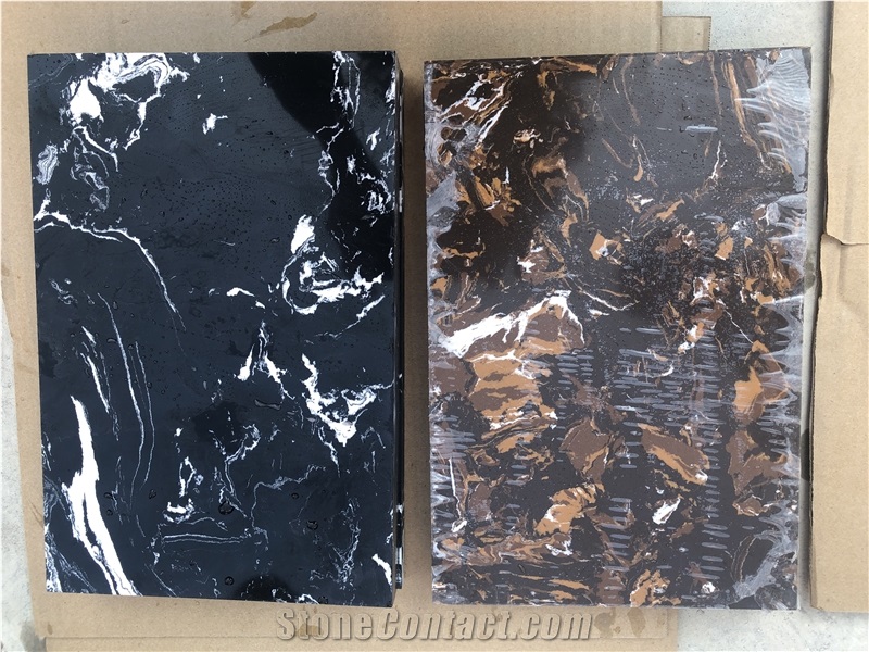 China Silver White Grey Black Portoro Artificial Marble Slabs